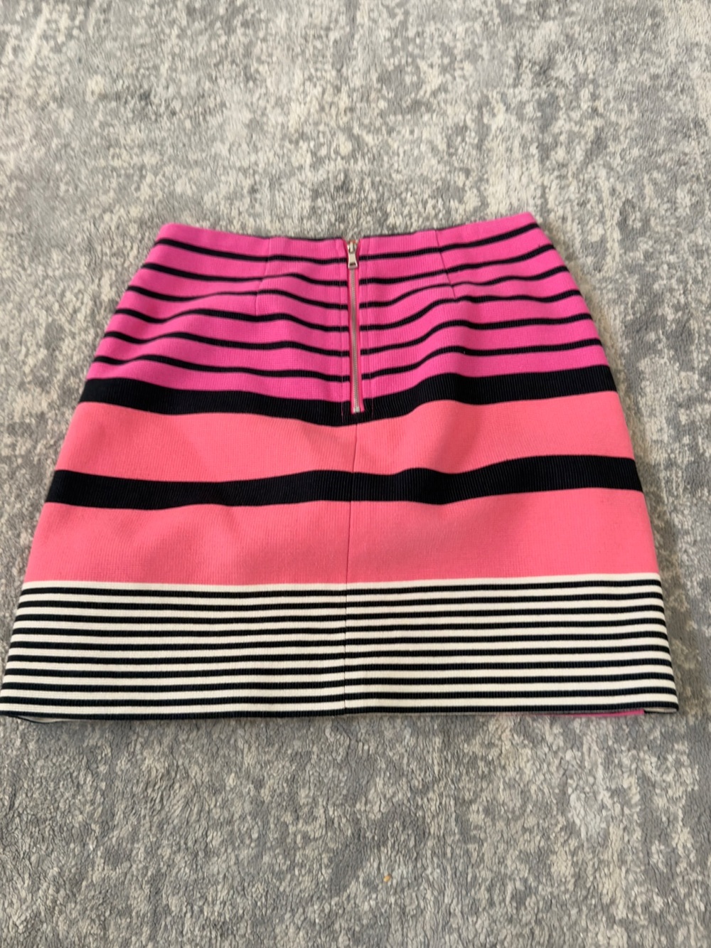 LOFT Pink & Black Striped Mini Skirt